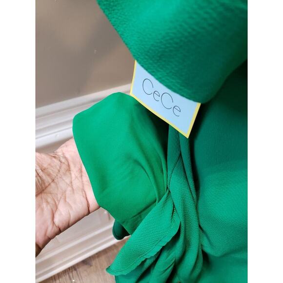 CeCe Womens Green Polyester Tie V Neck Short Sleeve Knee Length A Line Dress XL - Picture 10 of 14
